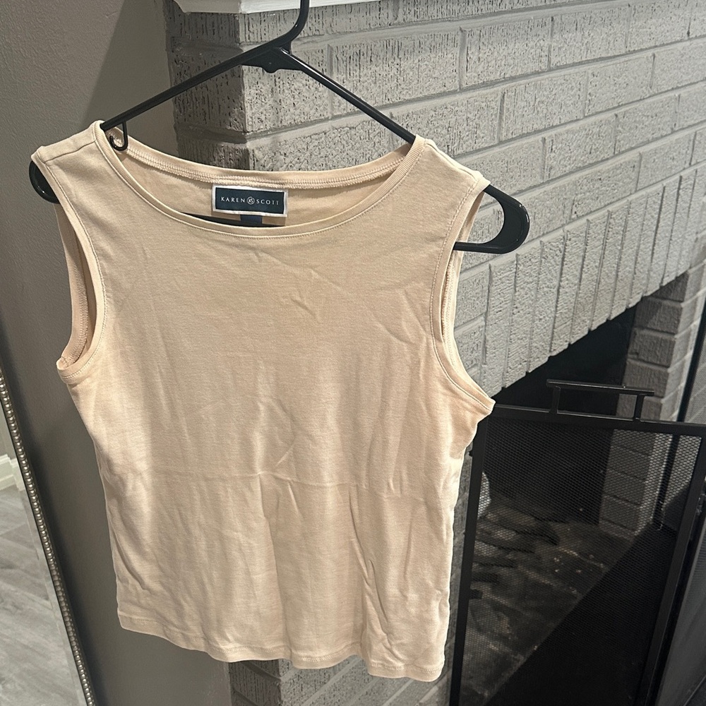 Karen Scott Women's Beige Tank Top